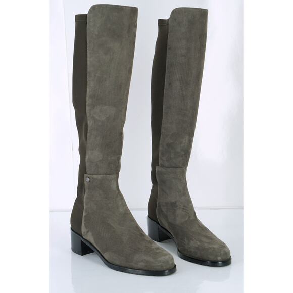 Stuart Weitzman Grey Suede Mezzaluna Stretch Riding Boots Size 5 NIB 5050 $665 - Picture 9 of 10